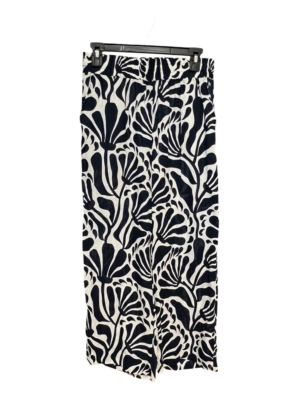 EUC Christian Siriano Navy White Linen Blend Wide Leg Pants | Size Small